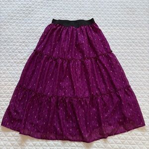 Women’s Whimsigoth Skirt Purple Paisley Sparkly Fairy Grunge Maxi Skirt Size L